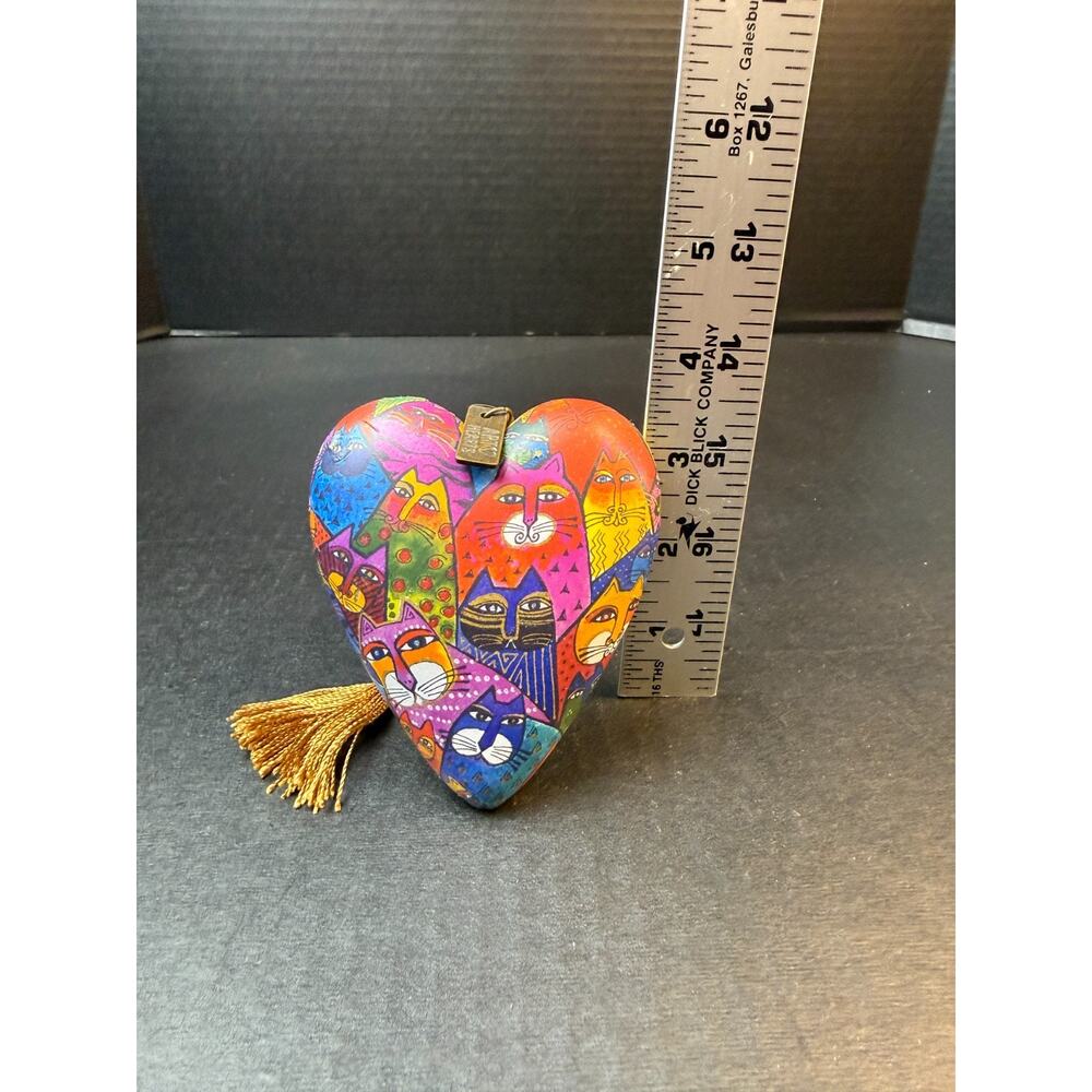 Laurel Burch Art Hearts Demdaco Decor Multicolored Cats Gold with Key Stand - Picture 10 of 10